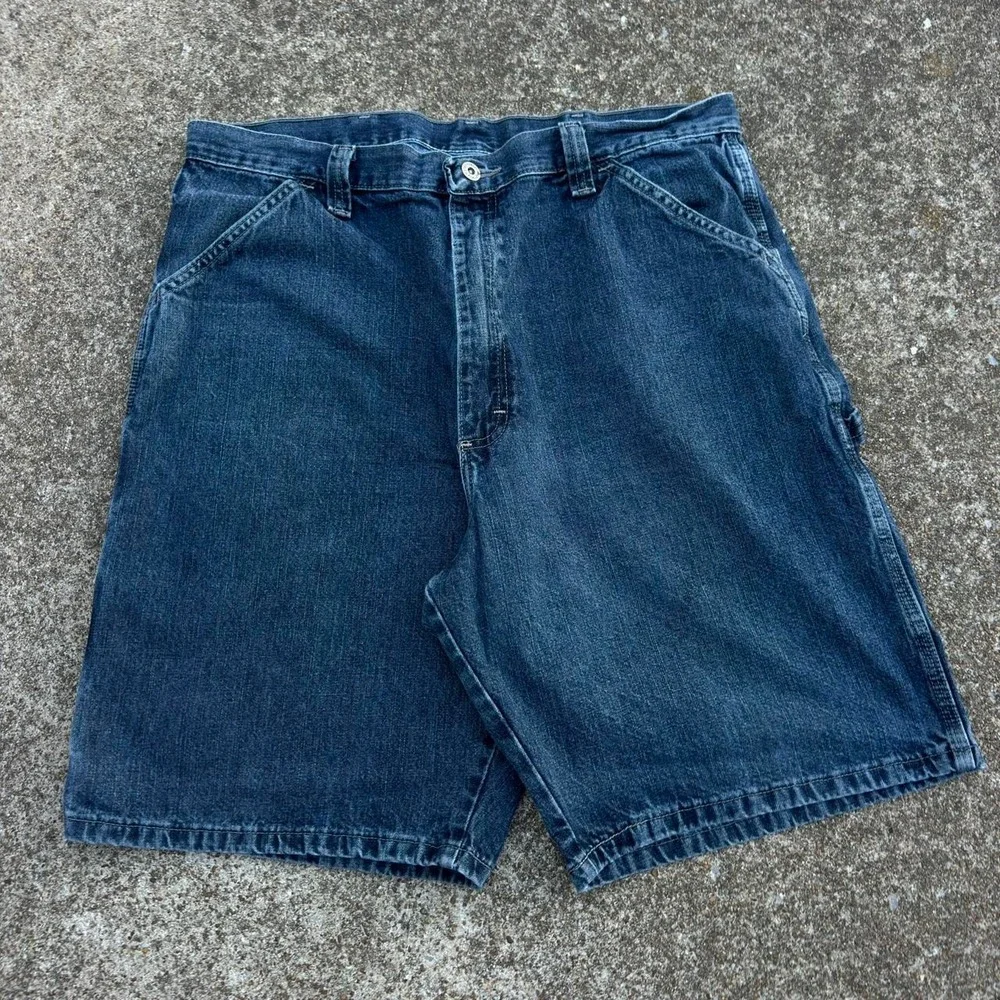 Vintage Y2K Wrangler Carpenter Shorts Workwear Baggy Wide Leg Blue 36 (g6a)